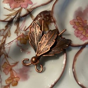 Vintage Copper Leaf Insect Brooch